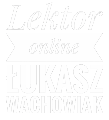 Logo białe Lektor online Łukasz Wachowiak